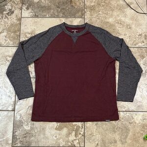 Eddie Bauer Men's Maroon and Charcoal Long Sleeve Shirt